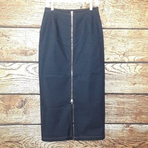 Modest Maxi Skirt Lightweight Denim Zipper Front Maxi Together Size 10